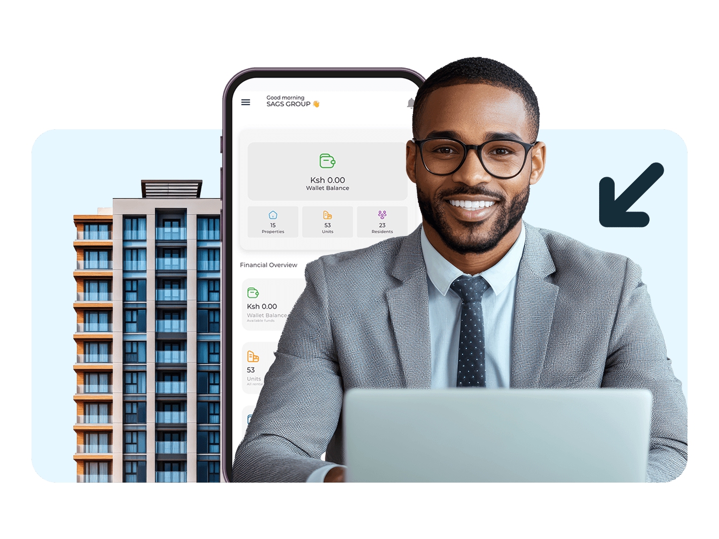 Property manager tracking maintenance requests with Silqu in Kenya